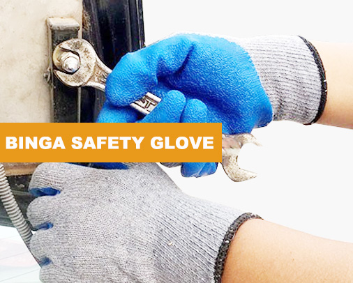 Latex Coated Polyester Safety Glove Made in China