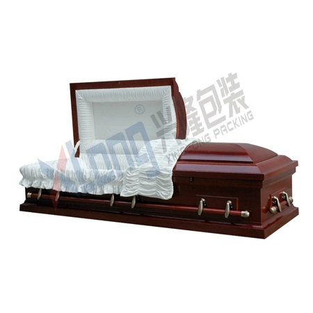 Velveteen Interior Mahogany Veneer Half Open Coffin with Plywood