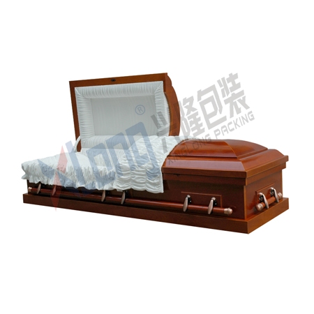 Velveteen Interior Cherry Veneer Half Open Coffin with Plywood