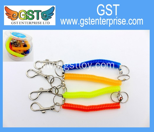 Neon Stretchy Spiral Coil Keychain with Clip