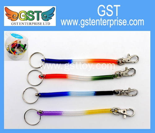 Rainbow Tri-color Spring Coil Keychain with Clip