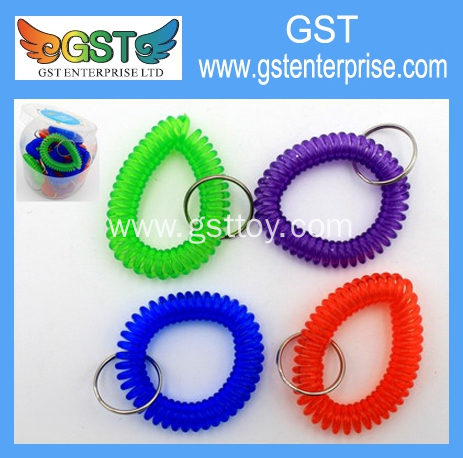 Transparent Neon Color Coil Wrist Key Chain