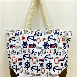 COTTON ROPE HANDLE CANVAS BEACH BAG JH15002