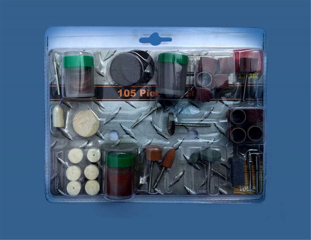 Miniature kits with crimped wire brush and polishing stone