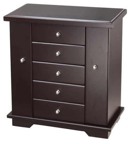 Stylish Ebony Wood Veneered MDF Jewelry Box