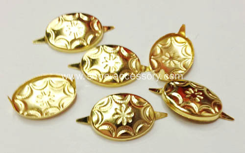 Gold Tone Metal Oval Nailheads 2 Prongs