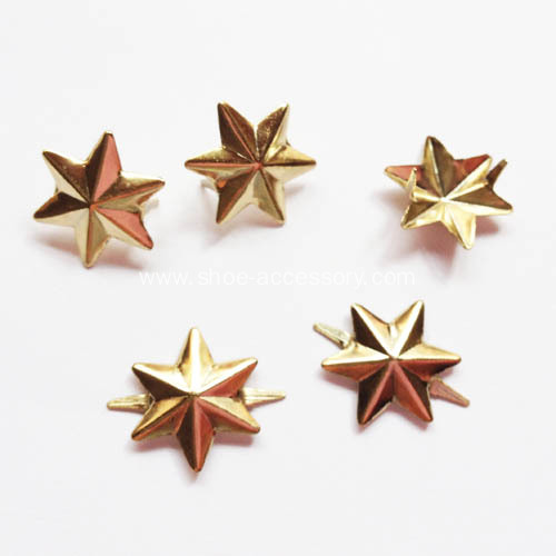 13mm Gold Six Pointed Star Studs for Leathercraft