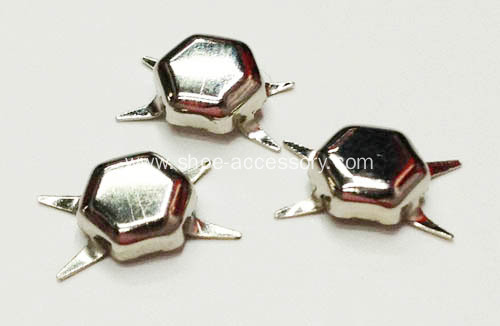 Hexagon Flat-Top Nailheads, 4 Prong Long Leg Nailheads