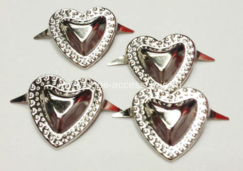 Heart-Shaped Metal Brad Leather 2 Prong