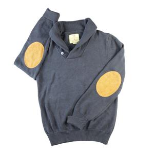 men& acute;s jersey shawl knitwear leather patches fashion sweater outerwear