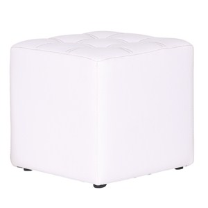 White Leather Storage Stool