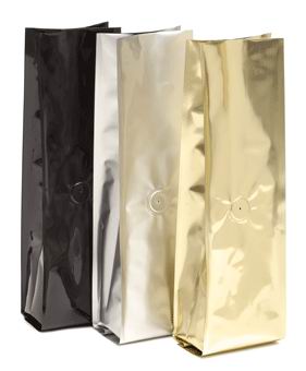 Plastic Metalized Gusseted Valved Tintie Coffee Bags