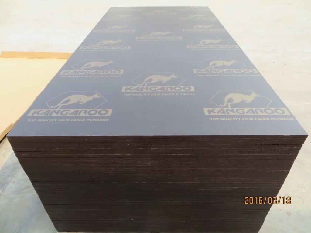 KANGAROO BRAND FILM FACED PLYWOOD, POPLAR CORE, WBP MELAMINE GLUE, BROWN  PRINTED FILM