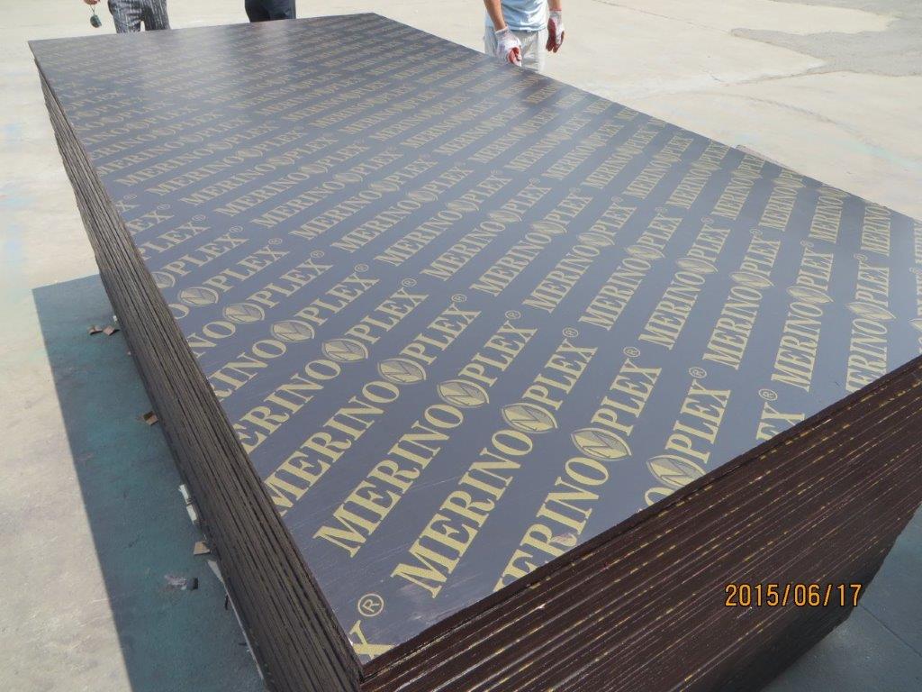 MERINOPLEX  BRAND FILM FACED PLYWOOD, MR GLUE, POPLAR CORE, BROWN PRINTED FILM