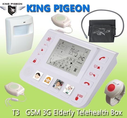 Wireless GSM Senior Care Monitoring inbuilt blood pressure Meter T3