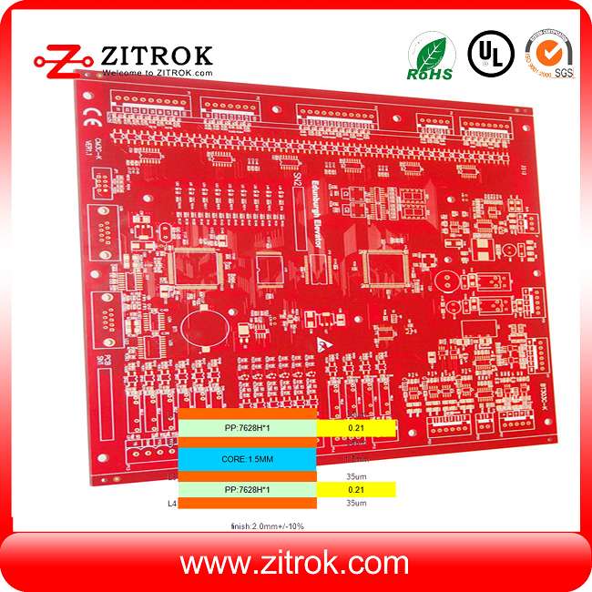OSP 4Layer Red soldermask 2.0mm board thickness PCB