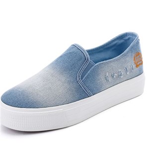 Unique Original Faded Denim Canvas Casual Women& acute;& acute;s Loafers