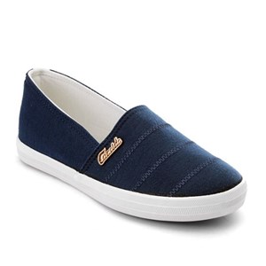 French Style Women& acute;& acute;s Navy Blue Slip On Sport Flat Shoes