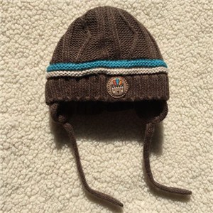 Fleece Lined Knit Logo Hat With String