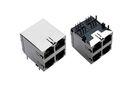 Multi port RJ45 modular jacks without LED , Shielded RJ45 Connectors with EMI fingers
