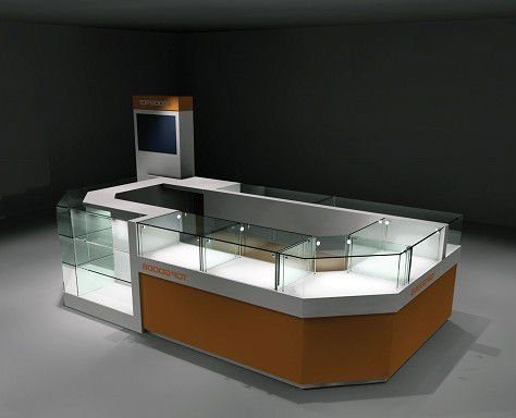 Luxury decoration customized jewelry display show cases and kiosk with logo design