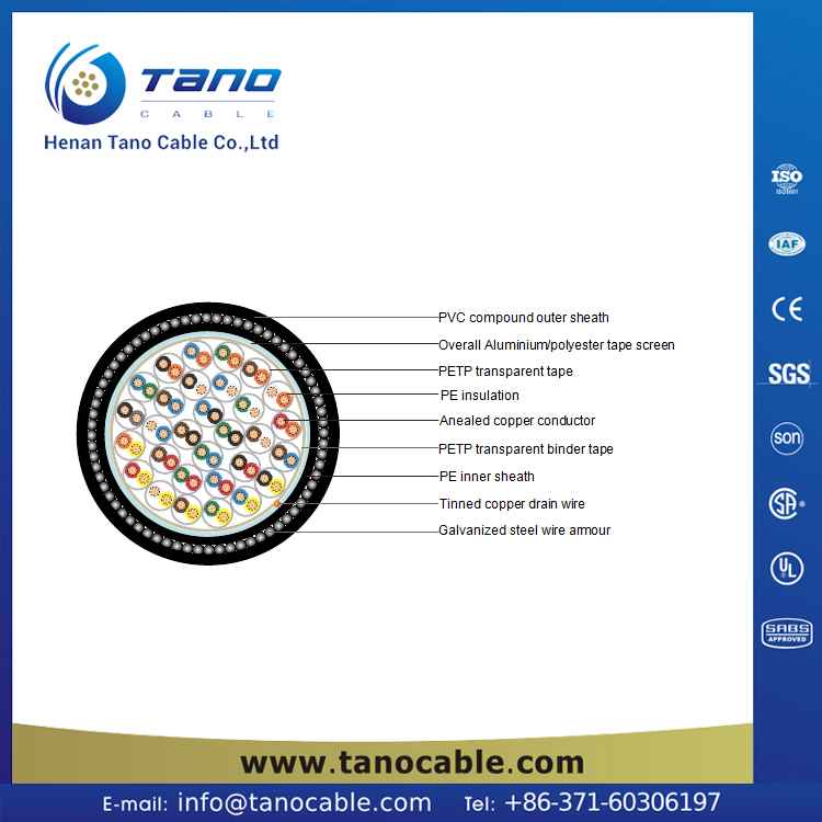 300/500V 50x2x0.5 instrument control cable flame retardant control cable, stranded Cu/XLPE/OS//LSOH to BS standard