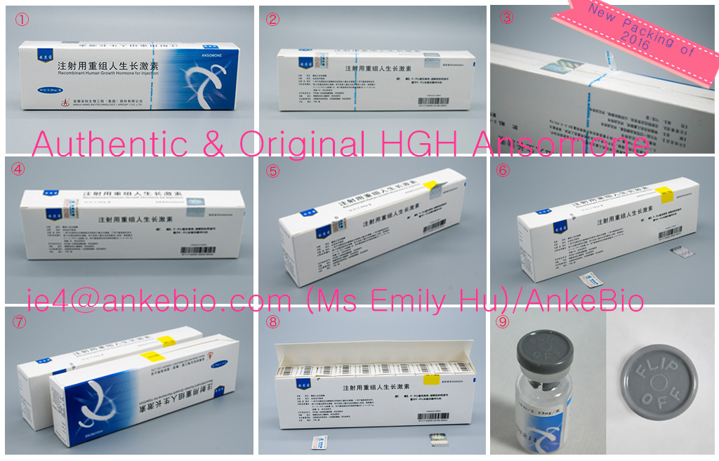 (NEW PACKING 2017)China Original HGH Somatropin Ansomone Injection for Sale, 4iu 10iu for bodybuilding and Fitness