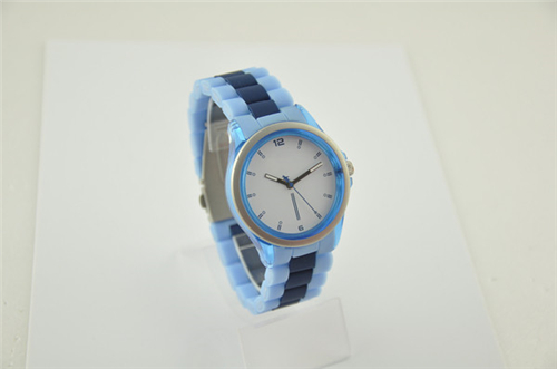 Two Tone Plastic Watch in Steel Bezel