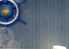Mediterranean Style Modern Striped Wallpaper , Blue Non woven Wallpaper