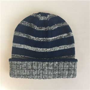 Quality Acrylic contrast color jacquard knitted men Flanging hat