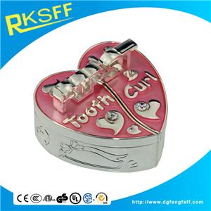 Zinc Alloy Pink Heart-shaped Tooth Boxs