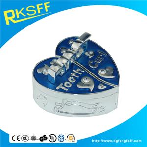 Zinc Alloy Blue Heart-shaped Tooth Boxs