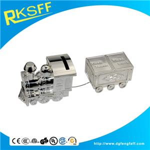 Zinc Alloy Silver Train Coin Bank With Boxcar