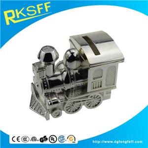 Zinc Alloy Silver Train Coin Bank