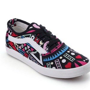 Azteck Women& acute;& acute;s Low Top Tekst Graffiti Print Breathable Shoes