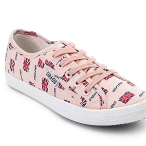 Light Pink Sweet Girl Style UK Flag Canvas Low Top Sneakers