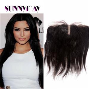 Stock 13*4 Peruvian Straight Lace Frontals Closure Middle Part 7A Peruvian Virgin Hair Bleached Knots Lace Frontal With Closure