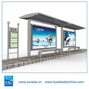 modern design outdoor advertising scrollin lightbox bus shelter LED solar