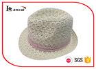 Pink Crochet Ribbon Waterproof Trilby Hat Felt Fedora Hats For Women
