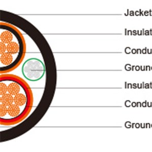 Type MP-GC Three-Conductor Mine Power Feeder Cable, PVC Jacket, 8kV ICEA S-75-381