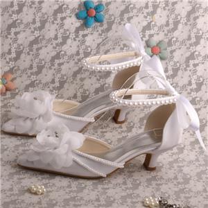 White Flower Wedding Shoes Bridal