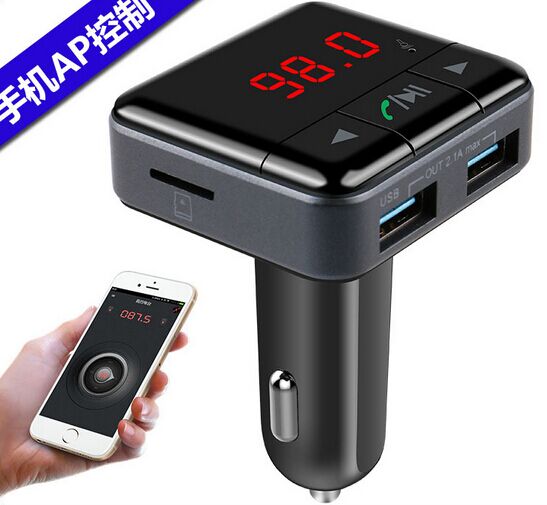 APP Control Bluetooth Car Charger with handsfree FM transmitter Support TF card usb BC12B