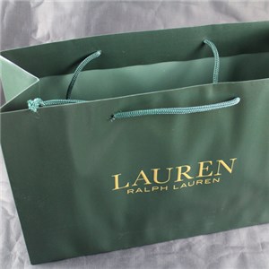 Brand Green Dyed Paper Shopping Bag With Foil Logo