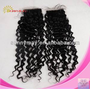 Bleached Knots Lace Top Closure Deep Curl Swiss Lace Silk Base Lace Closure