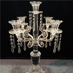 Coloured Glaze Silver Crystal Candelabra