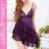 Charming Night  purple Sexy Chemise Lingerie , beveled skirt women nightie