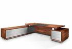 Elegant Long Cabinet Walnut Corner Desk  L Shaped Walnut Office Furniture