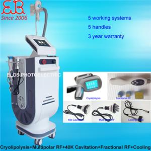 Vertical 5 In 1 Cryolipolysis+Fractional RF+Multi-polar RF+40K Cavitation+Cooling