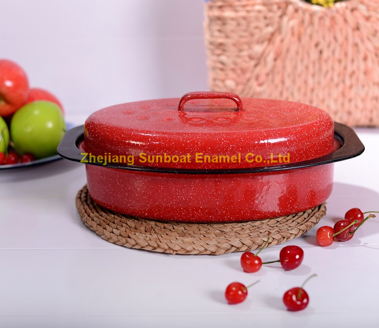13inch cast iron enamel oval roaster
