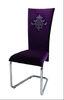Purple Velvet High Back Upholstered Dining Chairs With Chrome Finished